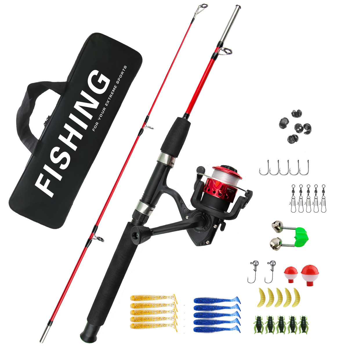 Fishing Rod Ice - 2-teilige Eisfischerrute für Anfänger, Weitwurf-Meeres-Spinnrute, Komplettes
