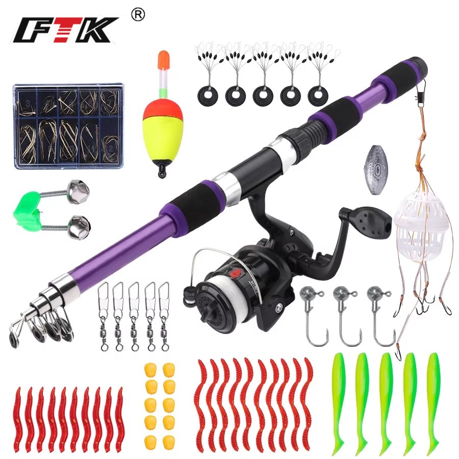 Fishing Rod Combo - FTK 1,8 M Tragbare Spinning Angelrute